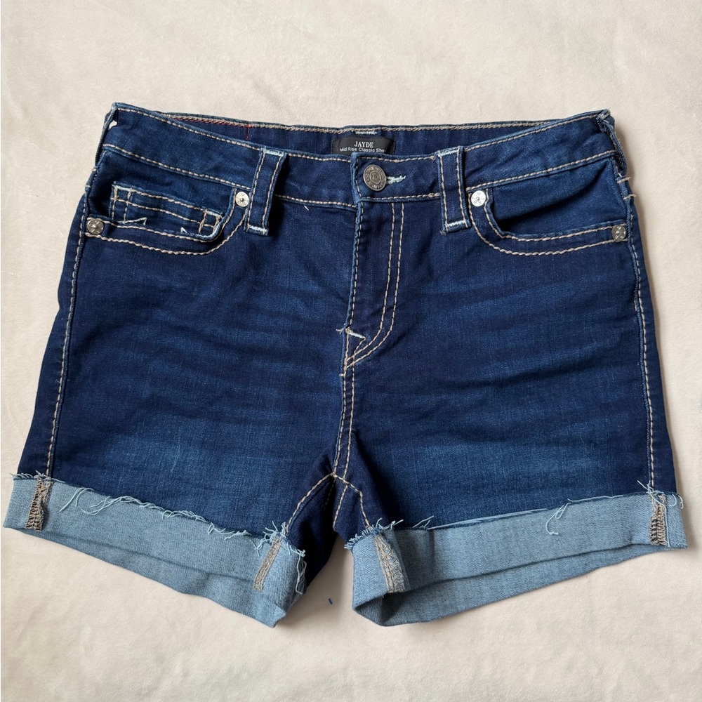 True Religion Dark Blue Denim Cuffed Women's Shorts